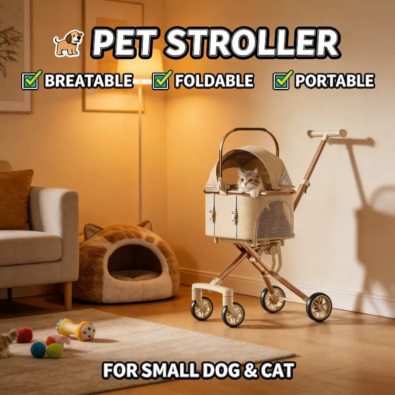 One-Click Foldable Separable Universal Pet Stroller for Dogs & Cats — Lightweight Portable Outdoor Travel