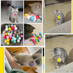 Plush Cat Puff Ball Toys — Soft Stretch Chew & Play Balls, Bulk Packs