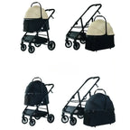 Lightweight High-View Pet Stroller with Detachable Carrier for Cats & Dogs