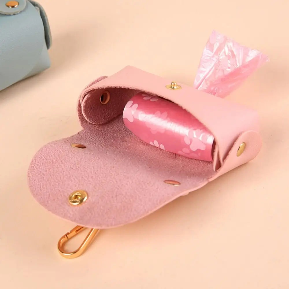 Leather Pet Waste Bag Dispenser with Keychain (Multi-Color, Lightweight)