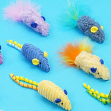 3-Pack Squeaky Catnip Mouse Toys — Rattling Plush Mice for Cats