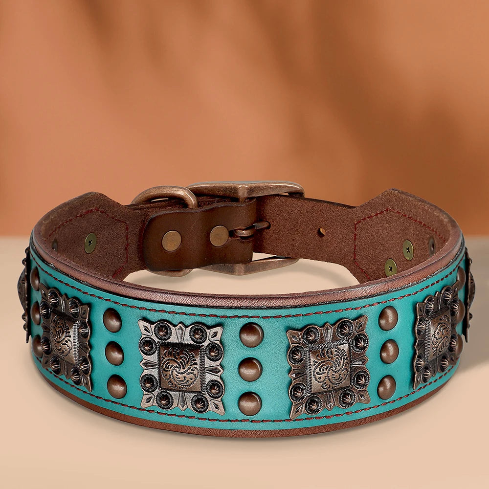 Genuine Leather Spiked Dog Collar