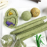 Natural Chew Toy Set — Grass, Apple Wood & Loofah for Small Pets