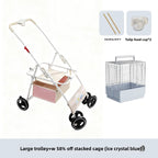 Foldable Lightweight Pet Stroller with Storage Space for Parrots, Dogs & Cats — Portable Outdoor Cart