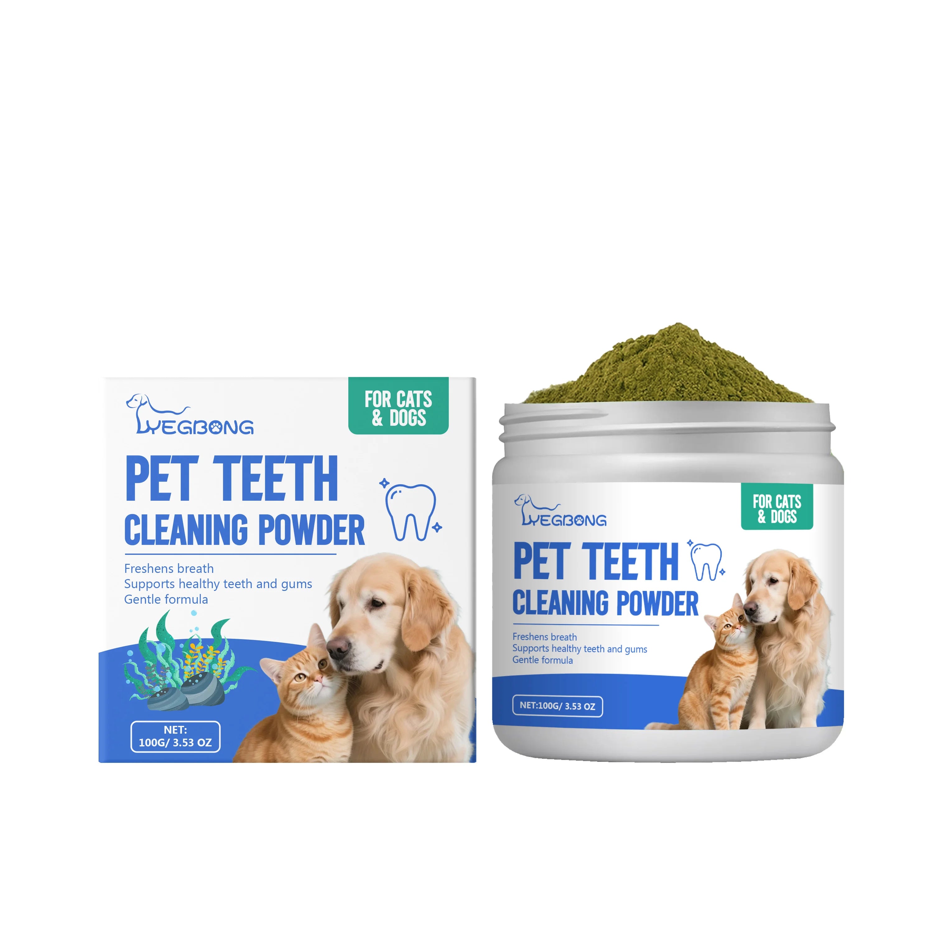 Deep-Clean Pet Teeth Powder — Dissolves Plaque & Eliminates Odor, 100g