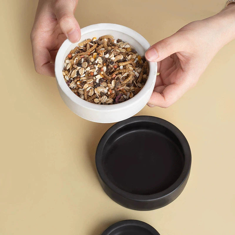 Anti-Escape Ceramic Reptile Feeder Dish — For Geckos, Snakes & Crawling Insects