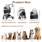 3-in-1 Foldable Pet Stroller with Separable Basket Carrier for Dogs & Cats up to 45 lbs