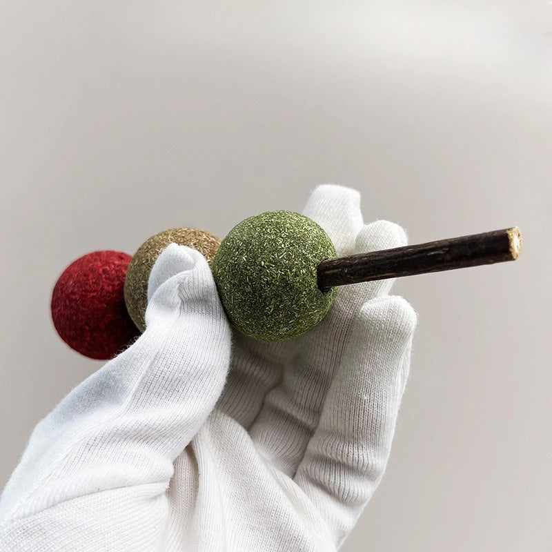 Catnip Ball Stick Cat Grass Lick Toy — Dental Treat & Self-Entertainment Chew Toy