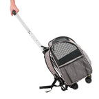 Soft-Sided Rolling Pet Carrier Backpack with Removable Wheels for Dogs & Cats up to 18 lbs