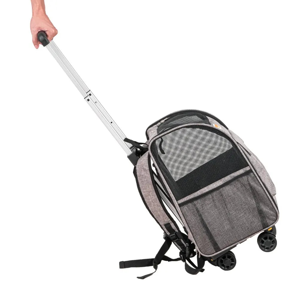 Soft-Sided Rolling Pet Carrier Backpack with Removable Wheels for Dogs & Cats up to 18 lbs