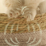 Portable Rattan & Seagrass Cat Bed Nest, All-Season