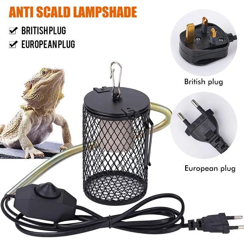 Reptile Heat Lamp Guard — Anti-Scalding Ceramic Lampshade Set, 220V