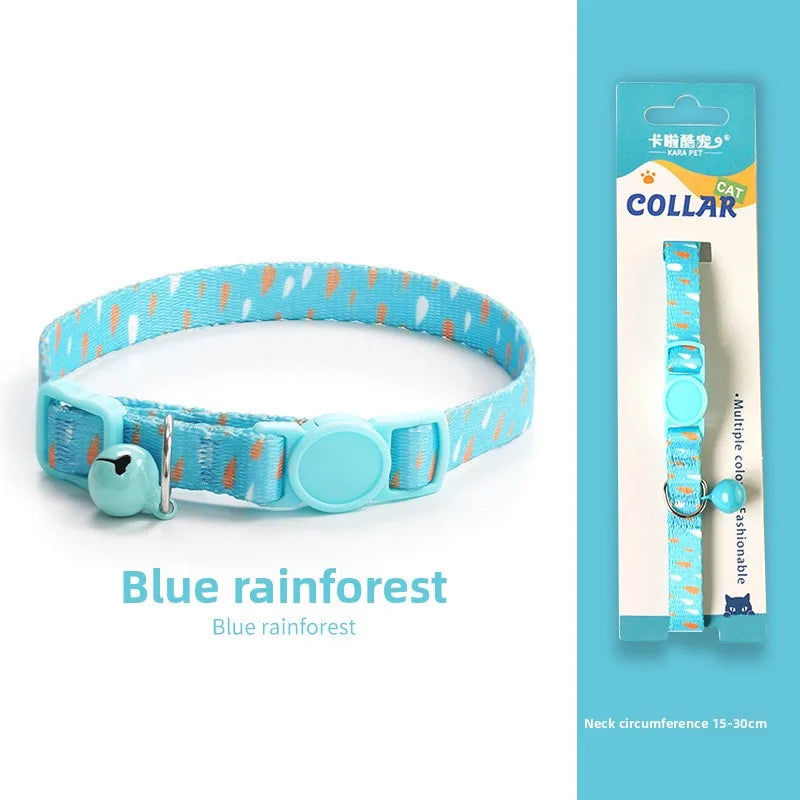 Woven Cat Collar with Bell & Safety Buckle