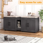 3-in-1 Wooden Cat Litter Box Cabinet with Scratching Pad