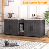 3-in-1 Wooden Cat Litter Box Cabinet with Scratching Pad