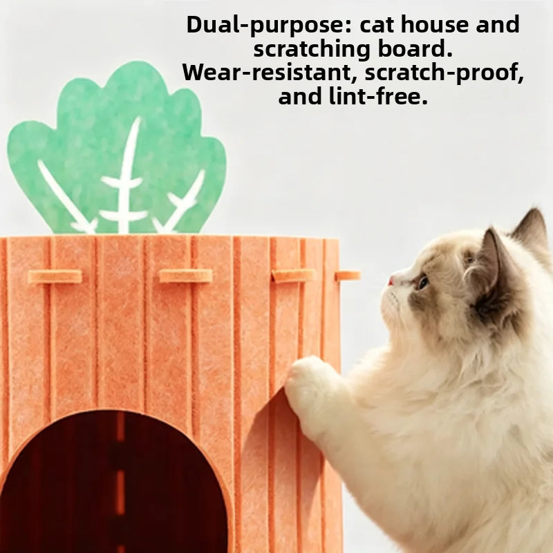 Carrot-Shaped Half-Closed Rabbit House Bed