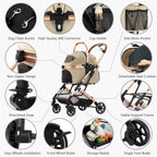 3-in-1 Aluminum Alloy Pet Stroller with Dual No-Zip Entry, Detachable Carrier & Pet Pad — Foldable
