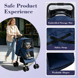 Wholesale Foldable Pet Stroller for Small Dogs Cats Under 28lbs Lightweight Travel Dog Cat Carrier with Storage Basket