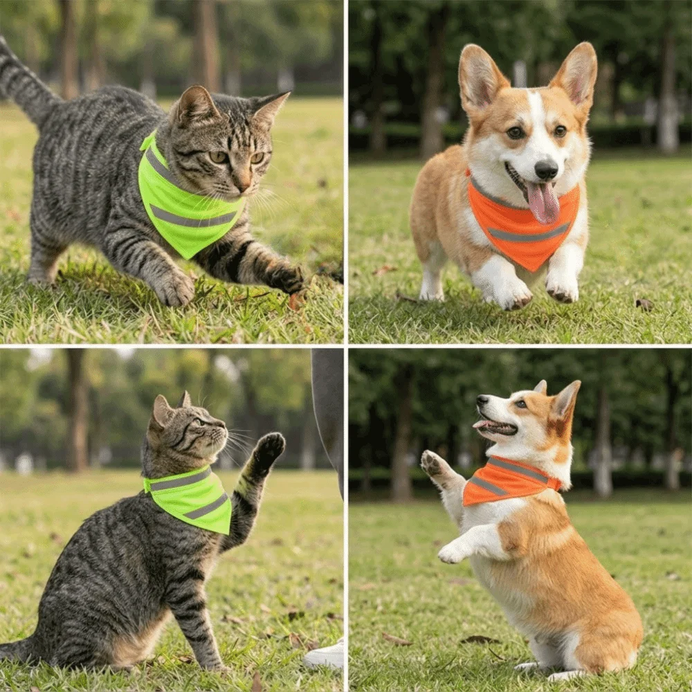 Reflective Luminous Dog Bandana (Soft, Adjustable, Outdoor Walking)