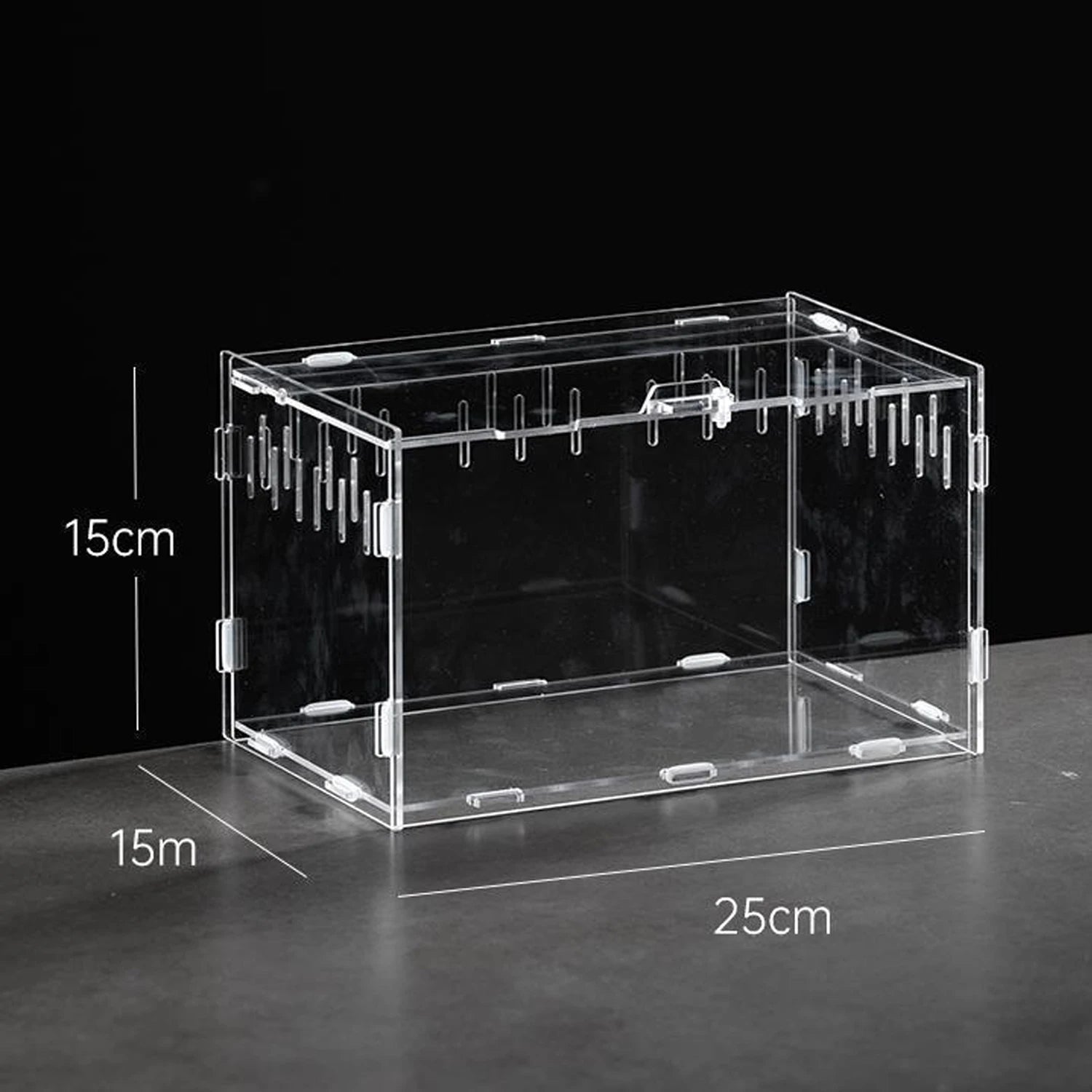 Clear Acrylic Reptile Breeding Box — Ventilated Habitat, Multiple Sizes