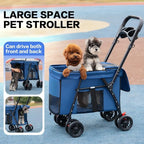 Shockproof 4-Wheel Foldable Pet Stroller for Small, Medium & Large Dogs & Cats — Breathable Outdoor Carrier
