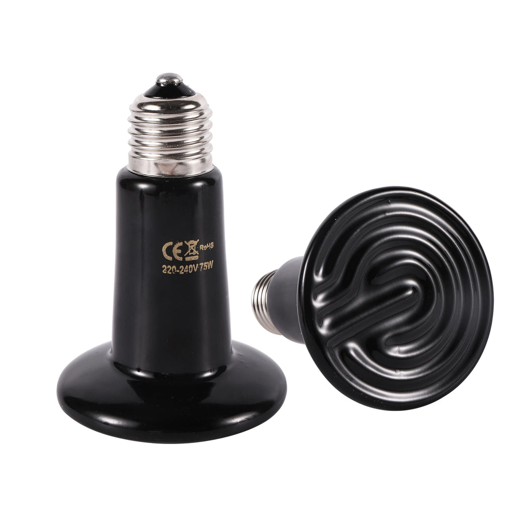 Ceramic Infrared Heat Lamp for Reptiles — No-Light Heating Bulb, 110V/220V, 25W–200W