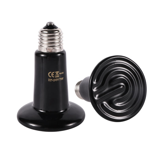 Ceramic Infrared Heat Lamp for Reptiles — No-Light Heating Bulb, 110V/220V, 25W–200W