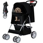 4-Wheel Foldable Pet Stroller with Cup Holder & Storage for Small & Medium Dogs & Cats — Jogger Travel Cart