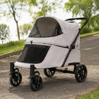 Single-Press Fold Soft-Sided Ventilated Dog Stroller — Quick-Fold Portable Pet Carrier