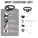 AirTag Cat Collar with Reflective Strip & QR Tag — Adjustable, Weather-Resistant Fit