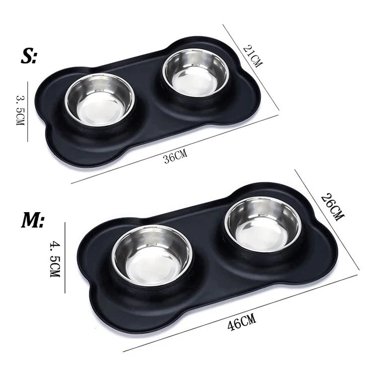 Stainless Steel Double Pet Bowl Set