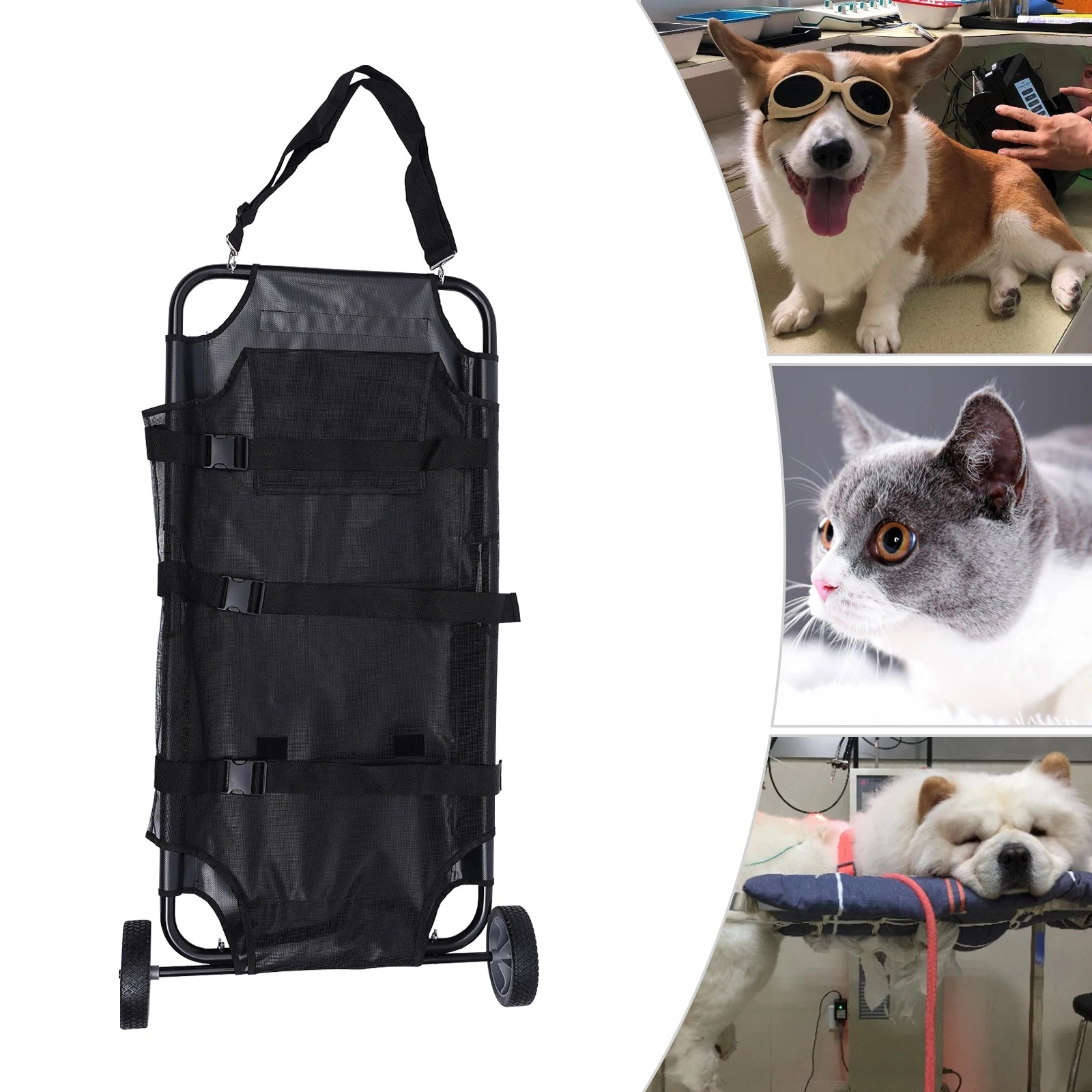 Foldable Pet Stretcher for Veterinary Transport (50kg Capacity)