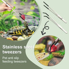 Bent-Tip Stainless Steel Feeding Tweezers — Straight & Curved, 10.6"