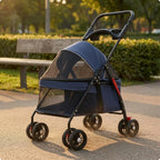 Foldable Compact Ventilated Lightweight Pet Stroller for Cats — Outdoor Walking & Travel