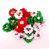 Handmade Flower Puppy Bows 10-Pack (Christmas Party Style)