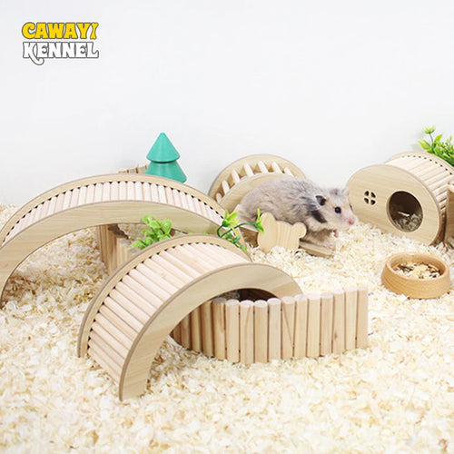 Wooden Arch Bridge Toy — Climbing Steps for Small Pets