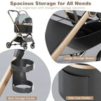 4-Wheel Foldable Pet Stroller with Detachable Carrier for Dogs & Cats — Max 45 lbs