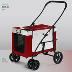 Large-Space Portable Foldable Pet Stroller with Detachable Design for Multiple Pets — Dog & Cat Carriage