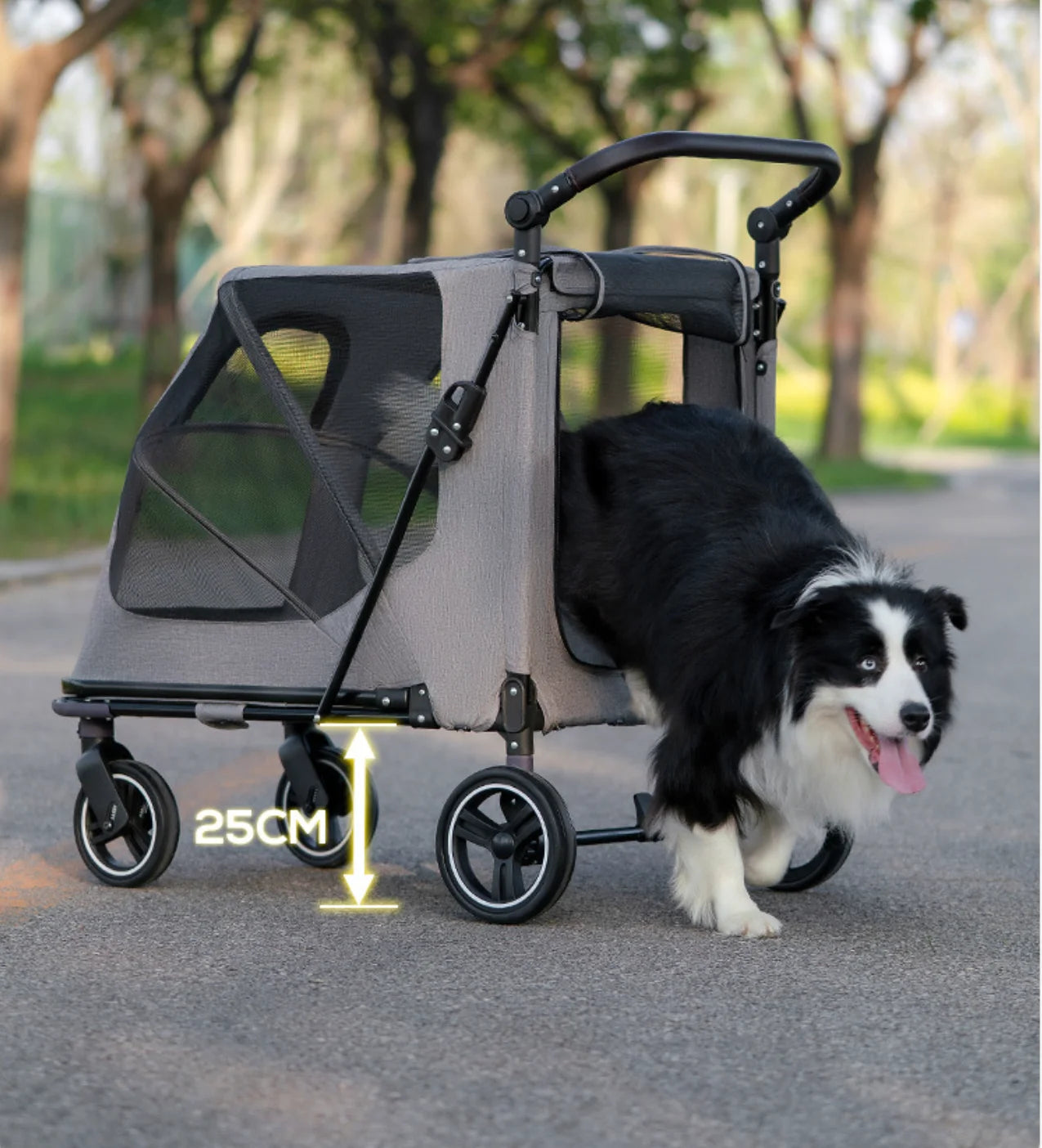 Acrylic Panel Waterproof Breathable Pet Stroller for Small Dogs & Cats