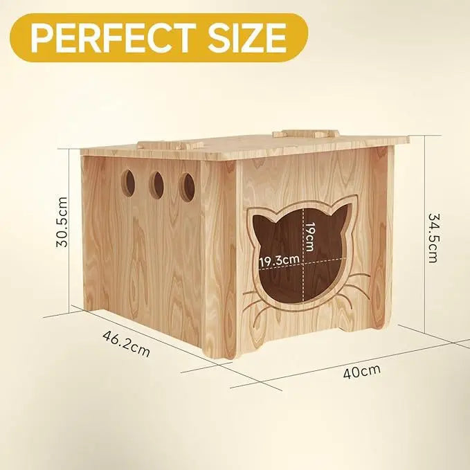 Solid Wood Cat Villa with Integrated Scratching Board