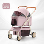 Large Foldable Pet Cart for Medium & Large Dogs & Cats — Separable Sunbathing Outdoor Cart with Wide Cabin