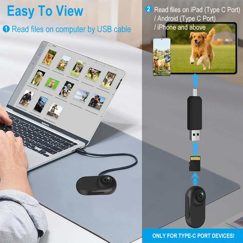 HD 1080P Wireless Pet Collar Camera with Magnetic Mount - No WiFi for Cats & Dogs