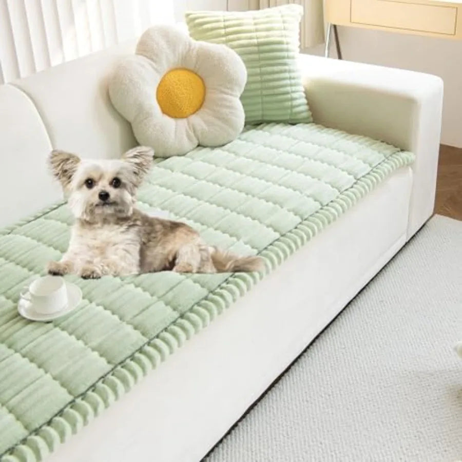 Faux Fur Dog Couch Cover with Non-Slip Backing
