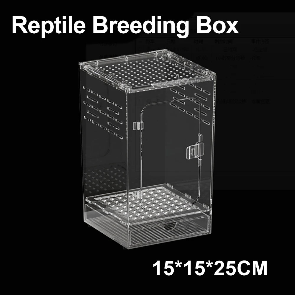 Acrylic Transparent Reptile Breeding Box — Ventilated Terrarium for Spiders & Insects