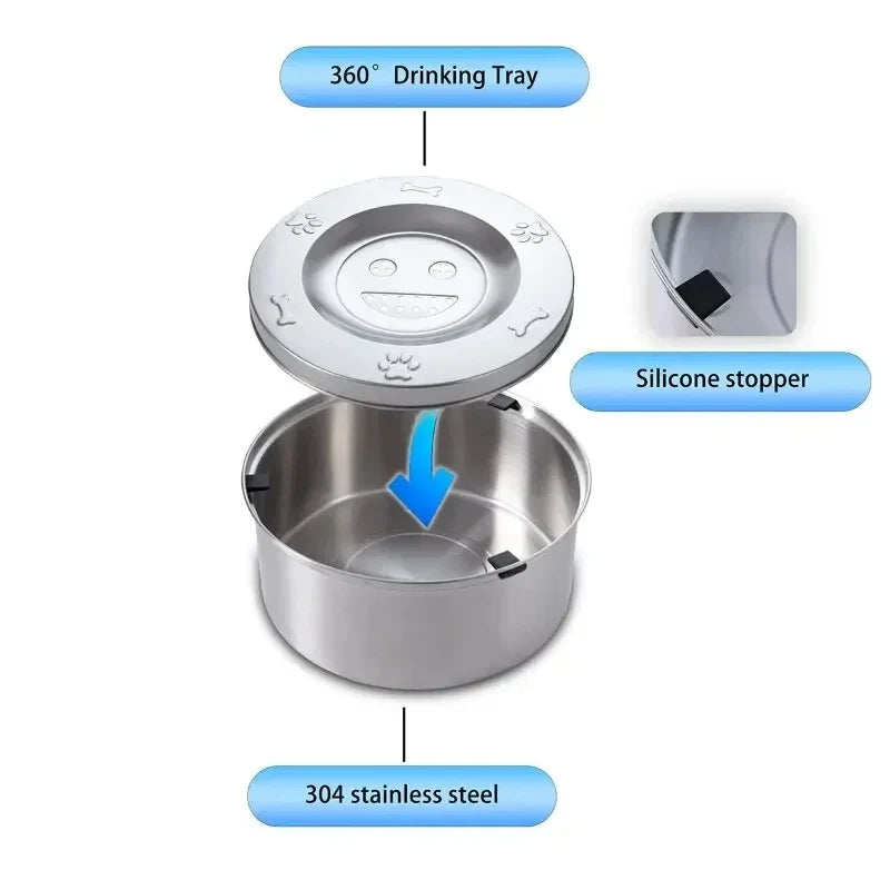 No-Spill Stainless Steel Dog Bowl