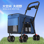 Lightweight Foldable Hand-Push Pet Stroller for Small, Medium & Large Dogs, Cats & Teddy Breeds