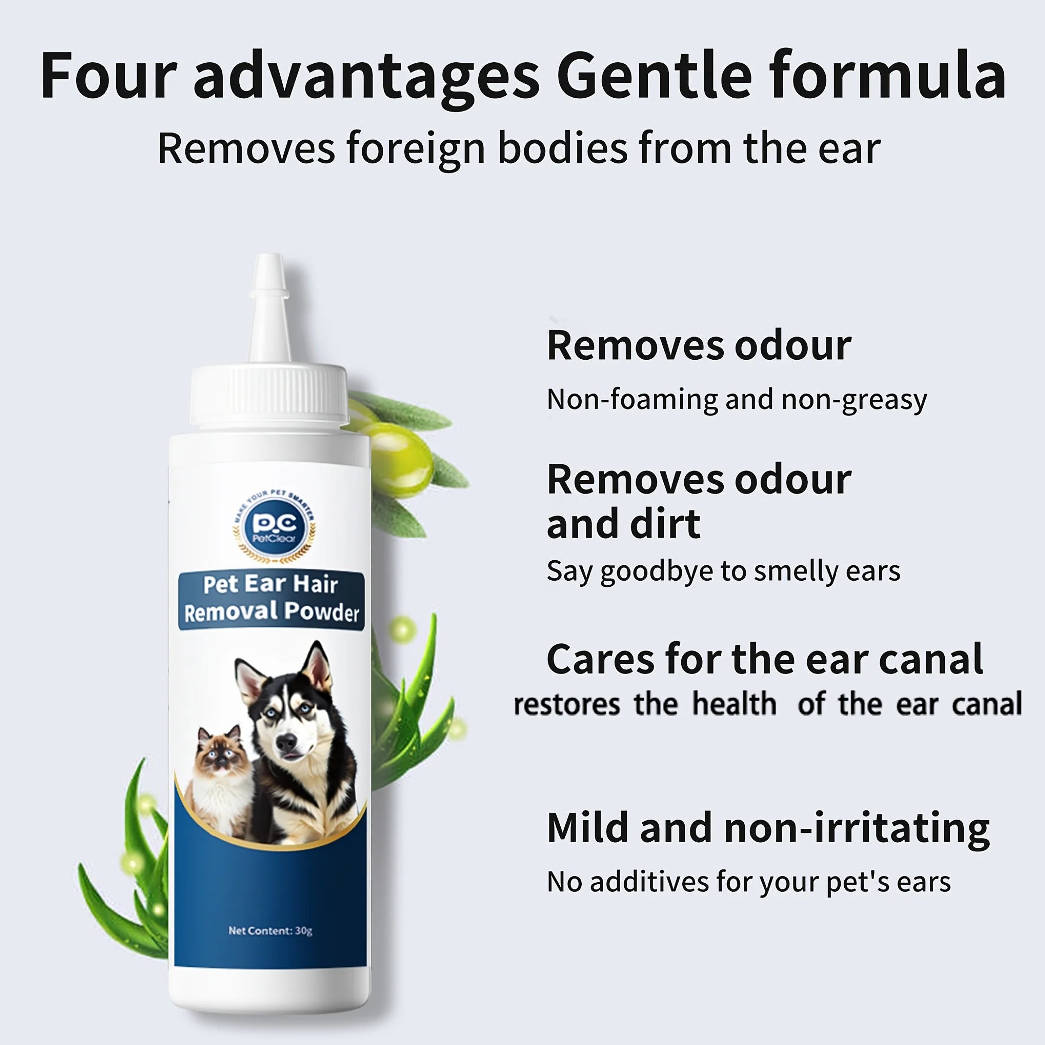 PETCLEAR Painless Ear Hair Removal Powder for Dogs & Cats, 30g
