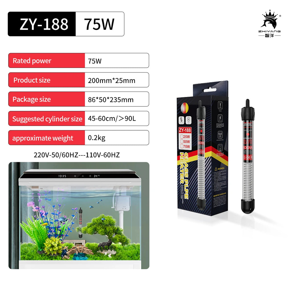 Adjustable Submersible Aquarium Heater Rod (25–300W, 110–220V, Thermostat)