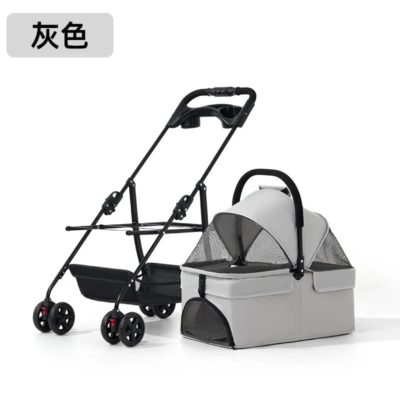 Outdoor Foldable Jogger Pet Stroller Trolley for Medium & Large Dogs & Cats — Large Capacity Travel Carrier
