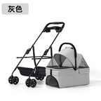 Outdoor Foldable Jogger Pet Stroller Trolley for Medium & Large Dogs & Cats — Large Capacity Travel Carrier